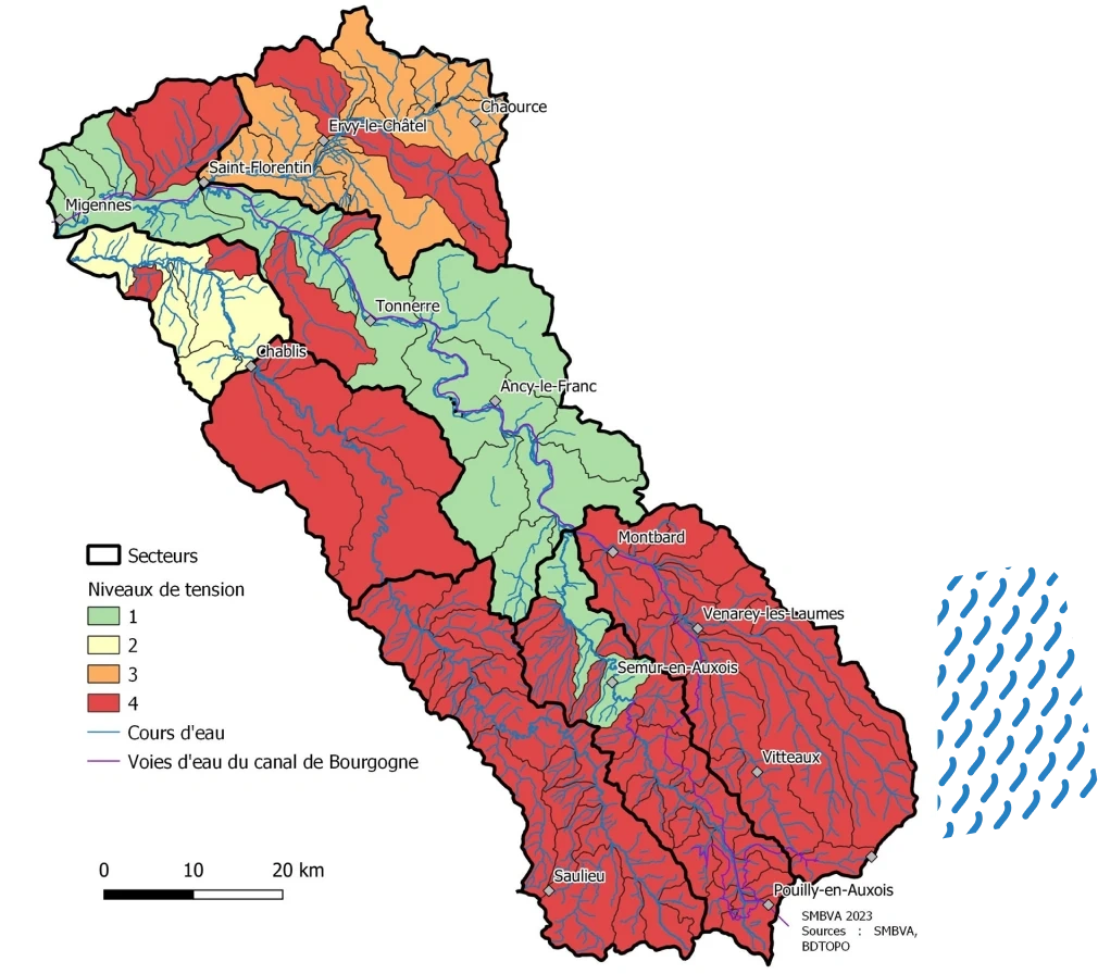 Carte du périmètre du PTGE Serein Armançon